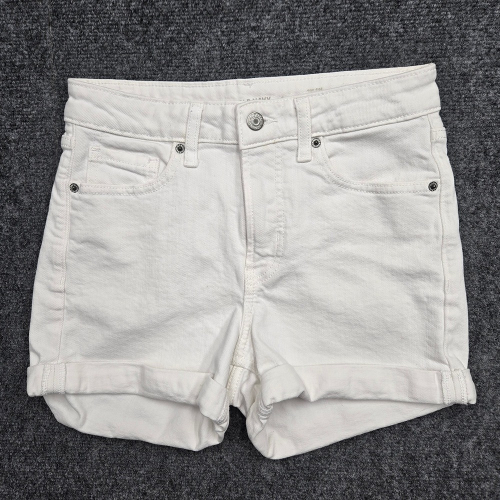 Old Navy OG Straight High Rise White Denim Jean Shorts Womens Size 2 W28